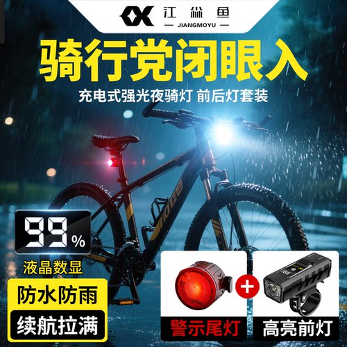 夜骑自行车灯强光充电前灯山地车
