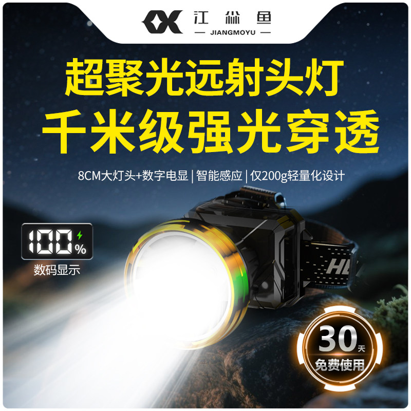 超亮强光头灯2026新款锂电大功率超长续航充电头载式感应矿灯户外