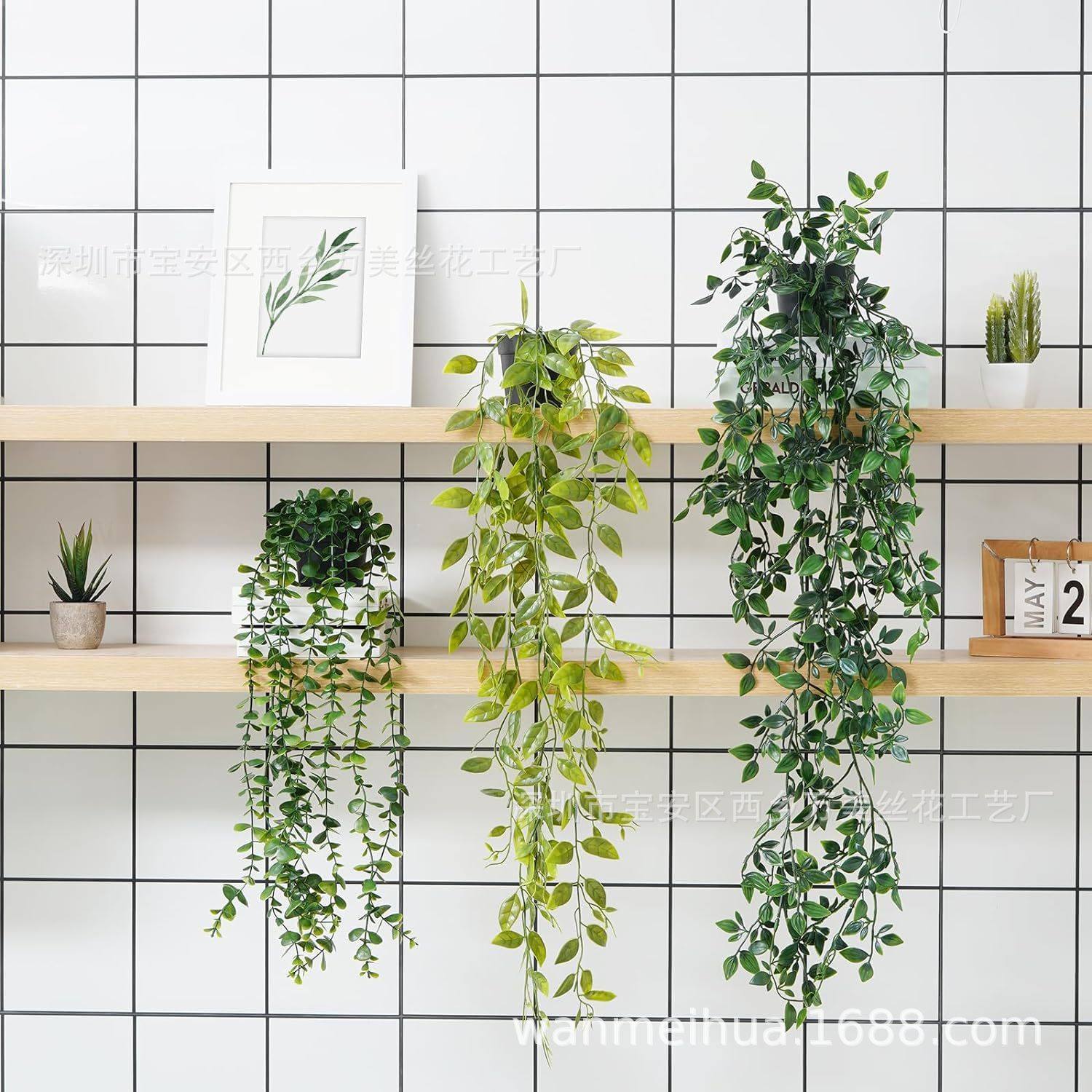 亚马逊仿真曼陀罗绿植藤蔓盆栽组合家居室内桉树悬挂布置装饰植物,家居饰品,仿真植物盆景,淘宝优惠券,粉丝福利购,淘宝优惠卷