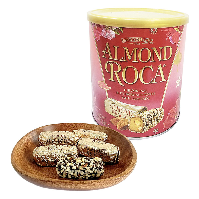 美国Roca乐家扁桃仁巧克力味糖果罐装200g海盐味年货休闲零食品