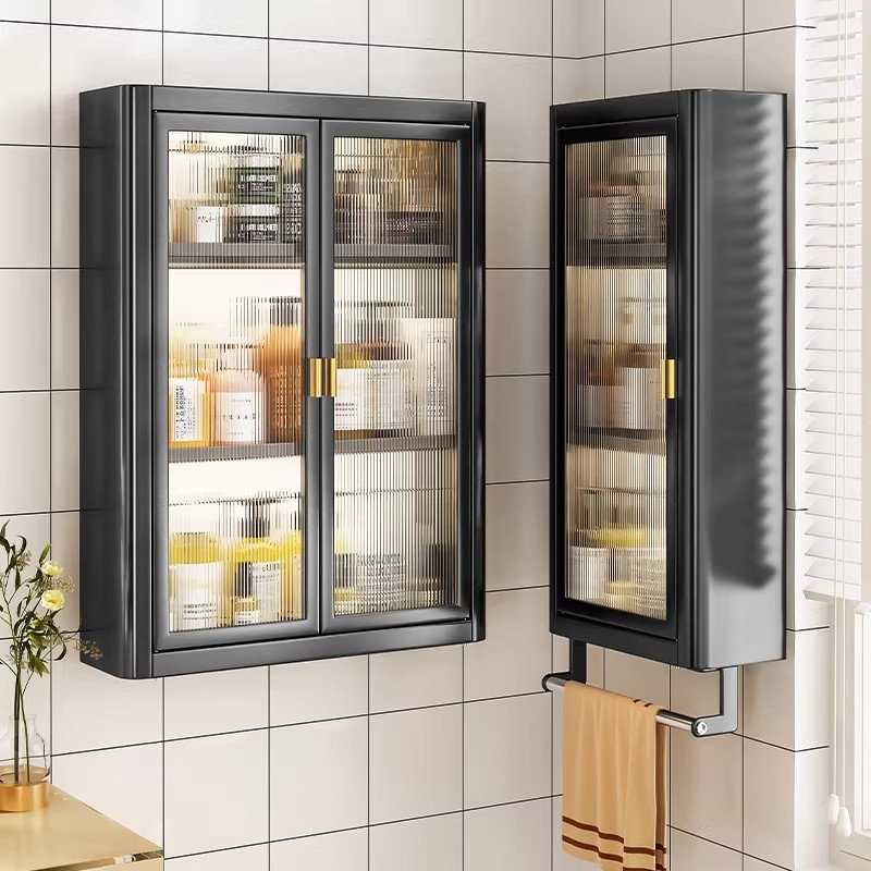 小户型洗漱台置物柜壁挂式墙上收纳架浴室储物柜防水卫生间阳台处