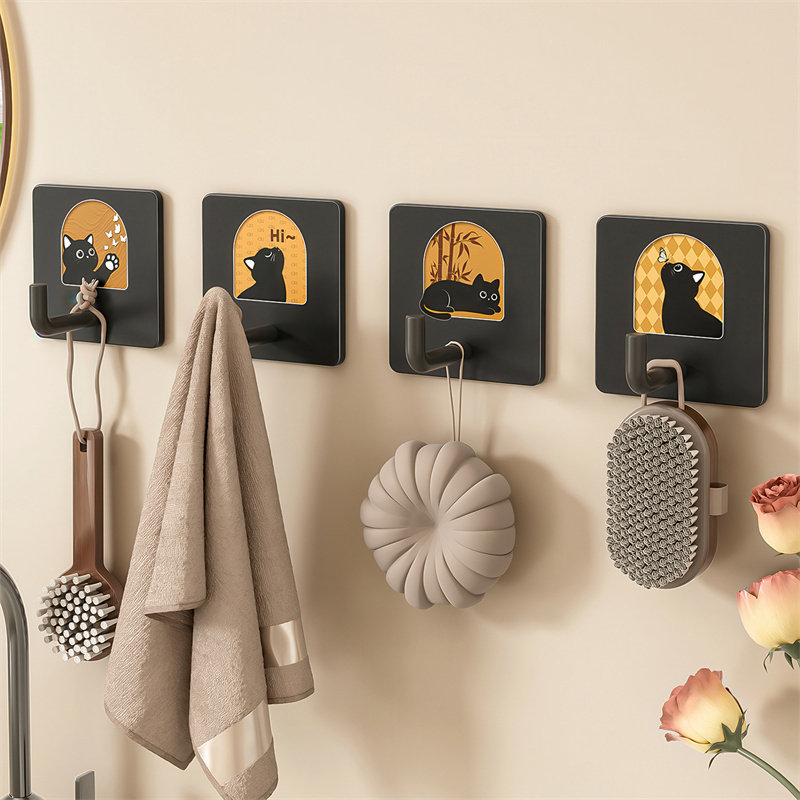 中式挂钩门口墙上钥匙挂架免打孔装饰粘胶浴室卫生间厨房门后粘钩