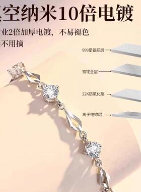 S999纯银手炼女生轻奢小众高级感足银手镯七夕情人节礼物送女朋友