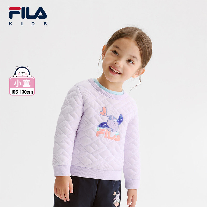 FILA斐乐童装儿童毛衣2024冬季新款套头毛衣女童小童保暖上衣可爱