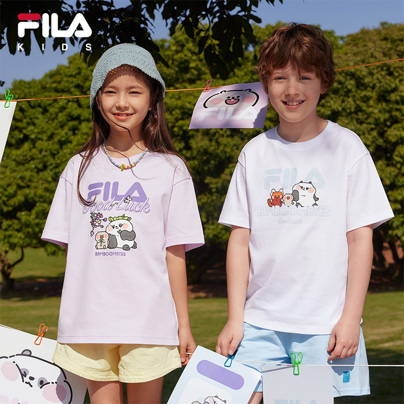 【竹林多彩T】FILA斐乐童装儿童抗菌短袖T恤2025年夏季男女童新款,童装/婴儿装/亲子装,T恤,淘宝优惠券,粉丝福利购,淘宝优惠卷