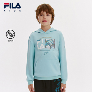 儿童上衣2024秋新款 FILA斐乐童装 男童卫衣大童连帽长袖 螨消消