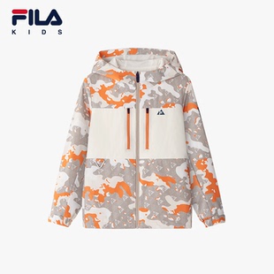 FILA 中大童男童户外连帽外套潮 斐乐儿童休闲梭织上衣2024春新款