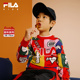 新年拜年衣服亲子 新款 花赞新年 FILA斐乐儿童红色毛衣2025春季