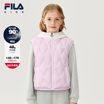 【斐暖功能】FILA斐乐儿童轻薄羽绒马甲女2025冬季新款中大童外套