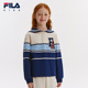FILA斐乐童装 儿童弹力针织翻领上衣2024秋冬新款 女中大童套头卫衣