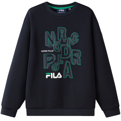 FILA斐乐童装儿童秋装2024秋冬季款中大童套头男童加绒卫衣外穿