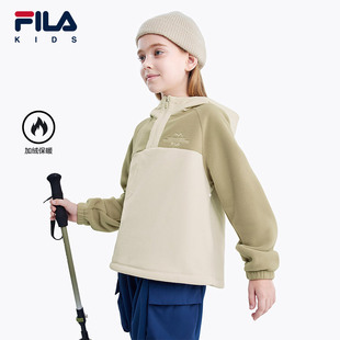 女童中大童连帽洋气套头衫 FILA斐乐童装 儿童加绒卫衣2024春秋款