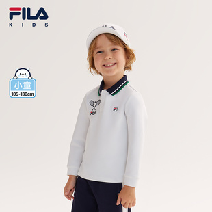 POLO 小童男童舒适长袖 FILA斐乐童装 儿童运动T恤上衣2024秋冬款