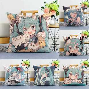 初音未来抱枕Miku二次元 卡通动漫枕头Diy图片定制靠枕学生日礼物