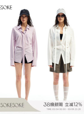 SOKESOKE 多造型可调节收腰 松弛廓形 飘带衬衫
