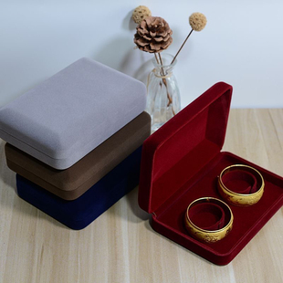 龙凤双手镯礼盒成人手镯 婚庆黄金银手镯高档绒银饰首饰盒绒布
