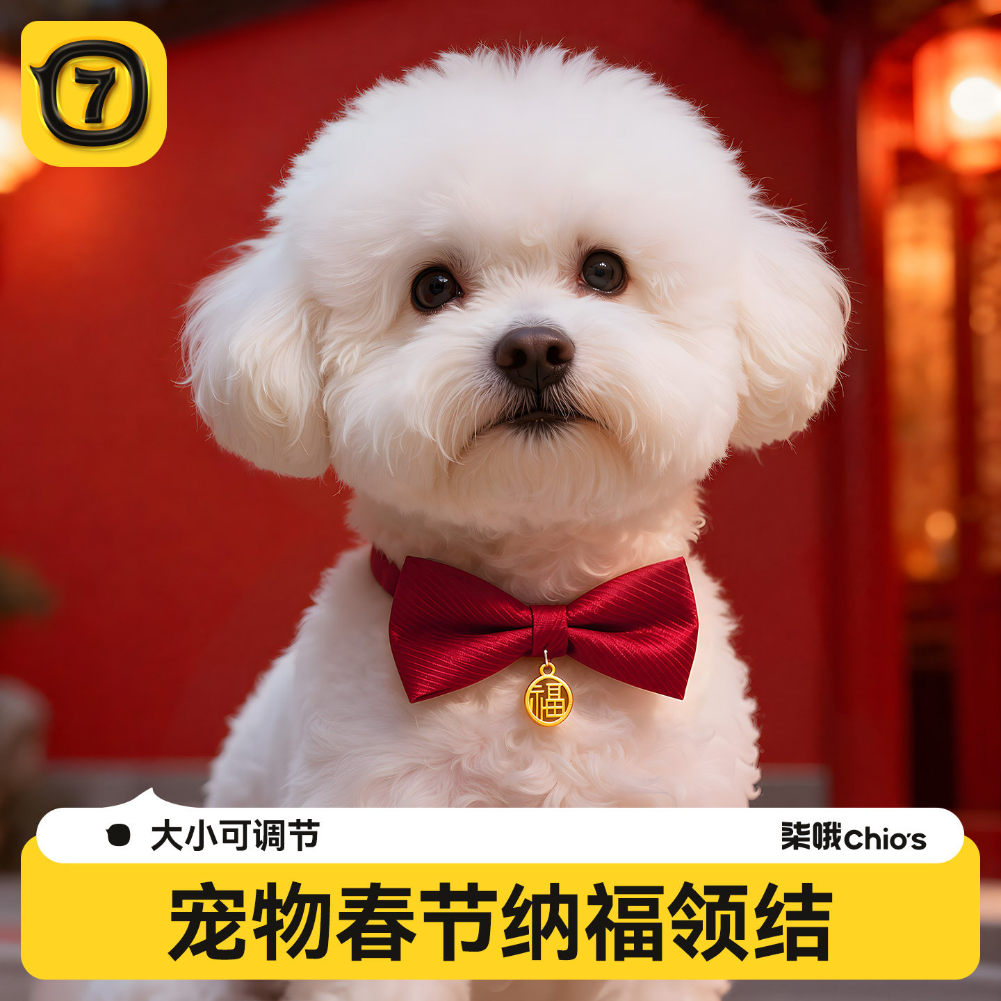 狗狗领结红色喜字喜庆蝴蝶结脖圈图片