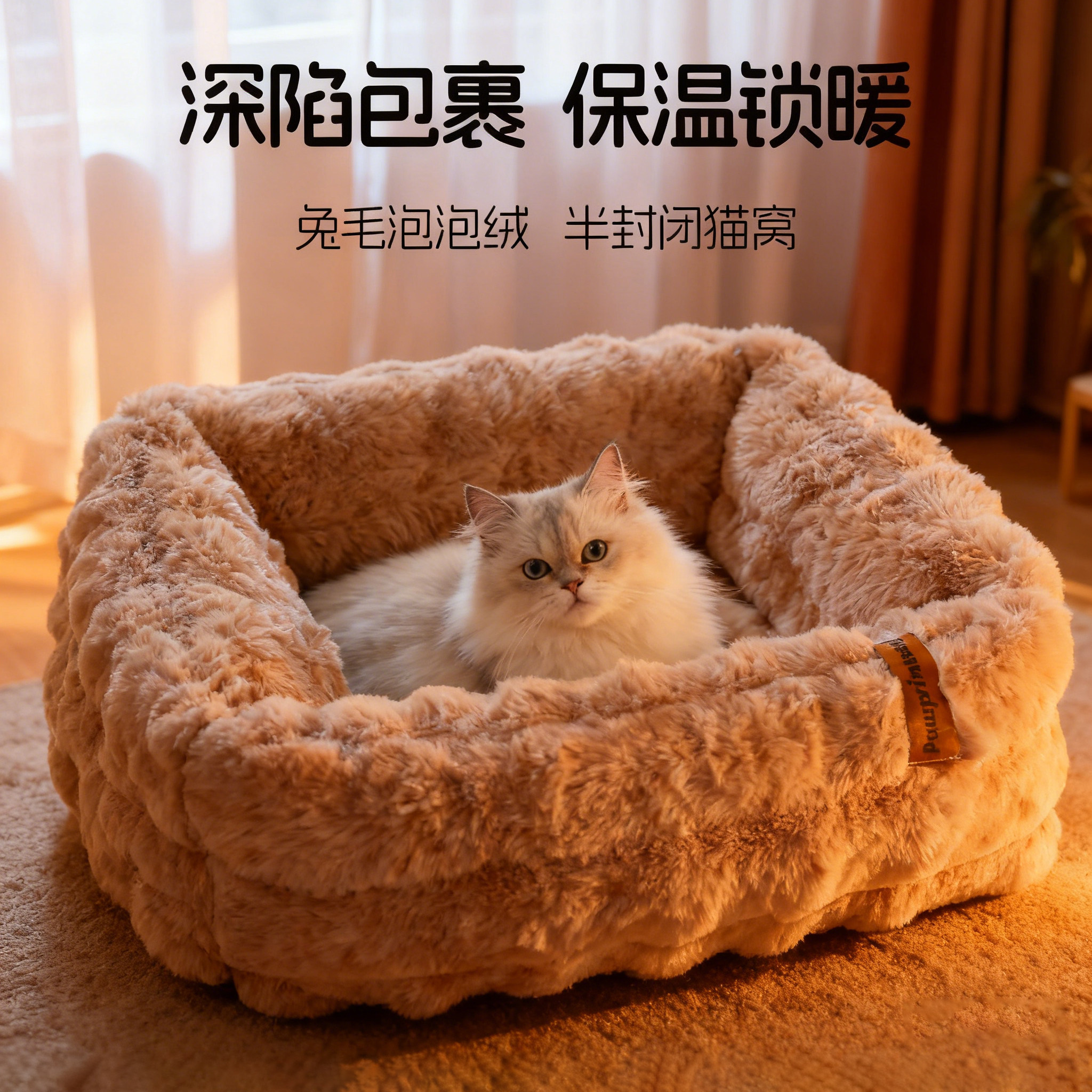 猫窝半封闭猫咪安全感窝冬季保暖可拆洗加绒保暖狗窝睡觉用品垫子,宠物/宠物食品及用品,猫窝/屋/帐篷/沙发,淘宝优惠券,粉丝福利购,淘宝优惠卷