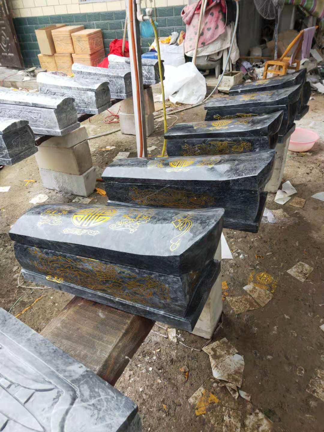 骨灰实木玉石水晶棺材骨灰盒下葬汉白玉石棺定制整体玉棺定做