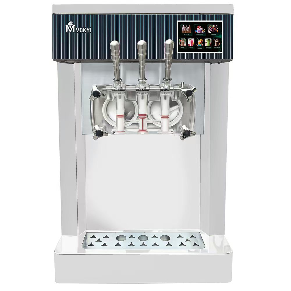 三重口味台式商用软质冰激凌机立式冰淇淋机不锈钢雪糕机厂家直销