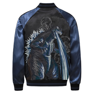 龍頂SUKAJAN哥斯拉Godzilla怪兽之王重磅刺绣横须贺夹克棒球外套