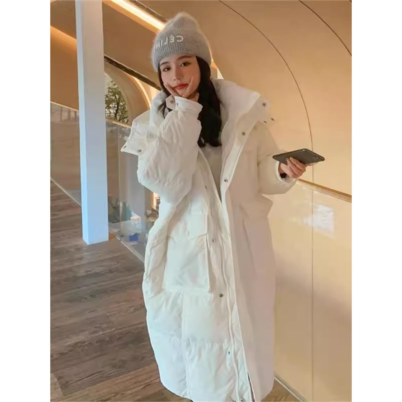 白色羽绒服女2025冬季新款加厚中长款高级感过膝超好看白鸭绒外套