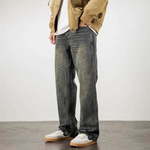 it Afternnaths潮牌~微喇牛仔裤男秋冬季休闲直筒新款美式复古