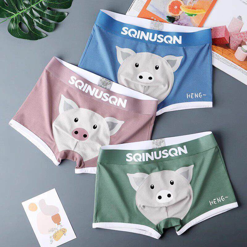 男平角裤透气男生四角短裤头潮流个性可爱底裤衩男士内裤卡通棉质