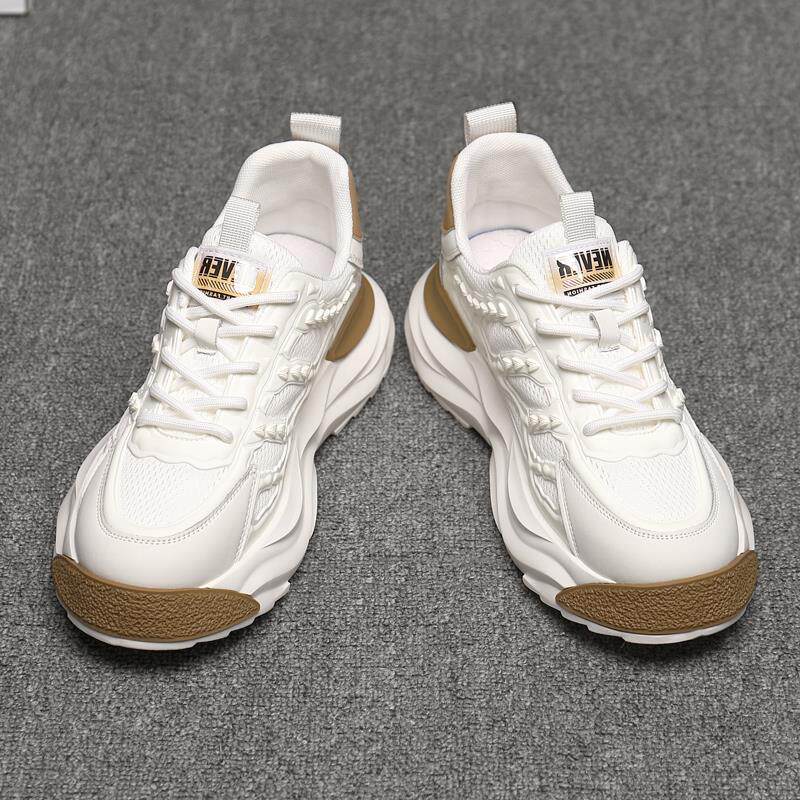 香港潮牌鞋子男2025春季透气网面运动鞋男士百搭厚底飞织老爹鞋子