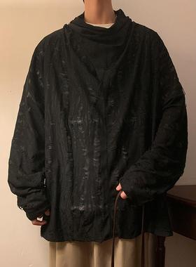 【小众设计】Ander Jurnal破洞男款长袖高堆领上衣春秋山本暗黑系