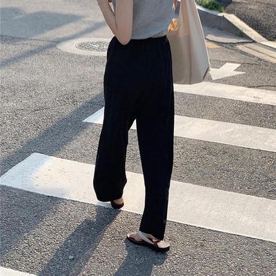 吴小姐韩国正品vegetable蔬菜家休闲宽松紧腰防晒飘飘阔腿长裤女