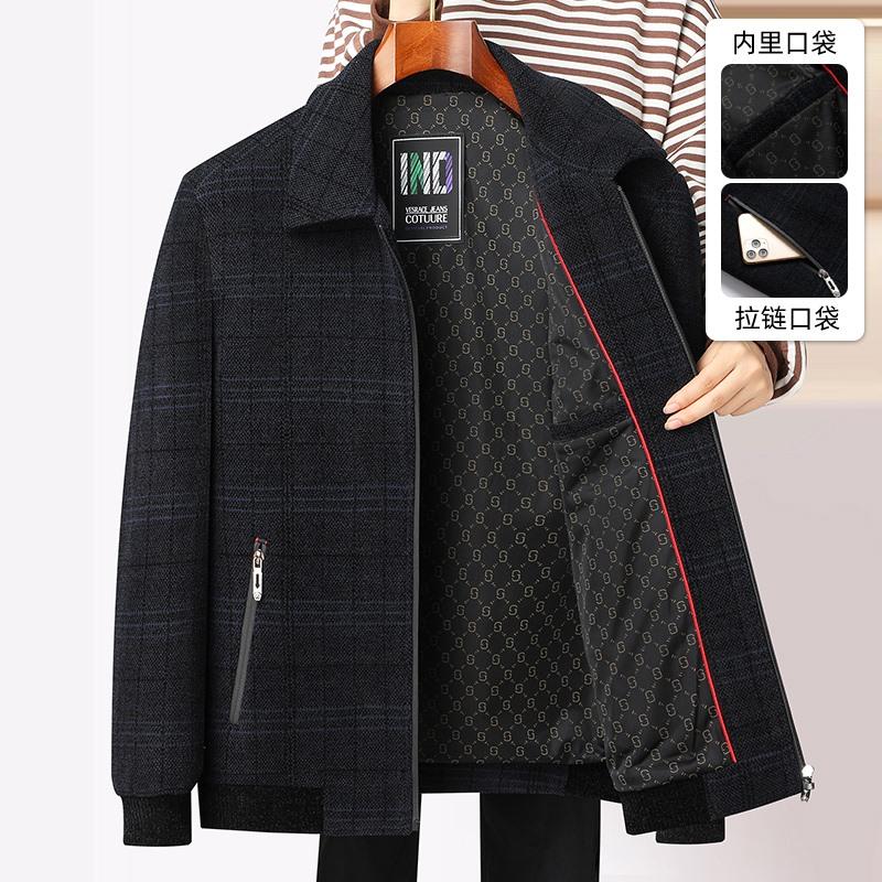 爷爷休闲上衣外套男士秋装夹克外套中老年人爸爸春秋加绒加厚夹克