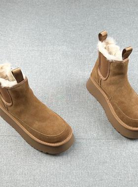 轻便加厚~LW-Changer~真皮羊毛绒套筒厚底雪地靴软面保暧棉靴短靴