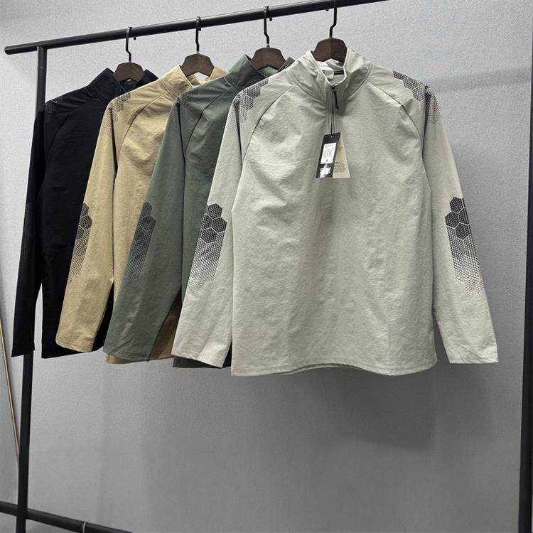 Ander Jurnal 户外运动上衣男士弹力立领半拉炼长袖T恤休闲速干衣