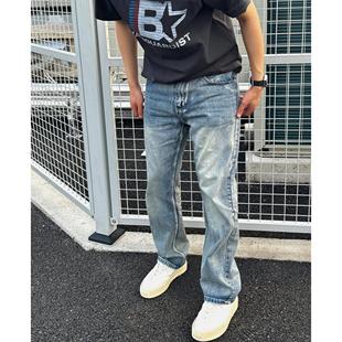 男牌宽松休闲长裤 高街复古水洗做旧牛仔裤 BIAS美式 子 neith