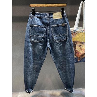 香港潮牌美式哈伦牛仔裤男春秋新款百搭宽松直筒青年锥形长裤子