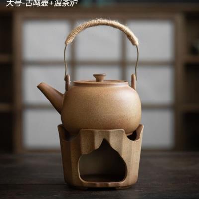 围炉茶壶煮温茶柴烧提梁侧把壶复古手提粗陶茶具家用泡茶壶单壶