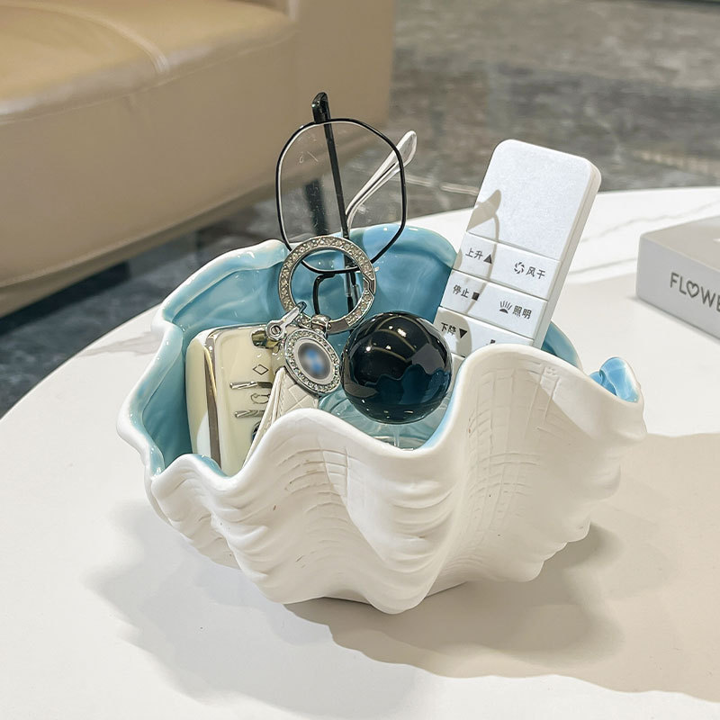 北欧ins陶瓷艺术贝壳装饰摆件茶几桌面玄关放钥匙收纳盒礼物