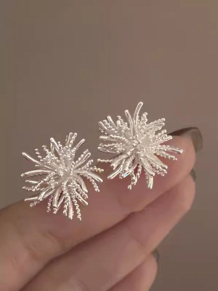 серебряные серьги-фейерверки с иглами 925 пробы, изысканные серьги с холодным ветром, модные легкие роскошные украшения для ушей высокого класса, новая тенденция Изображение 1