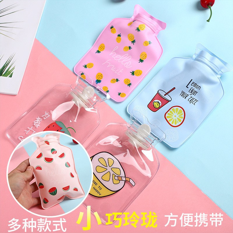 韩版透明卡通热水袋 珠光布注水式防爆小号学生暖手袋 充水暖水袋