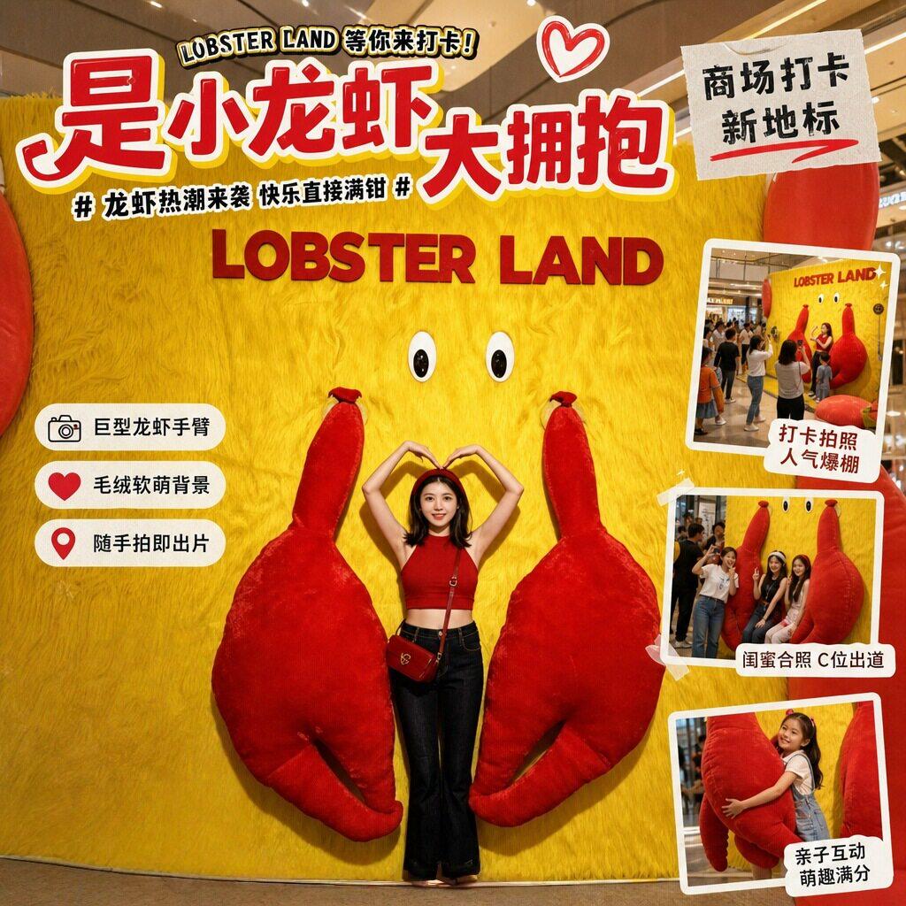巨型拥抱龙虾手臂龙虾钳手臂夏季烧烤店打卡拍照引流美陈门口道具