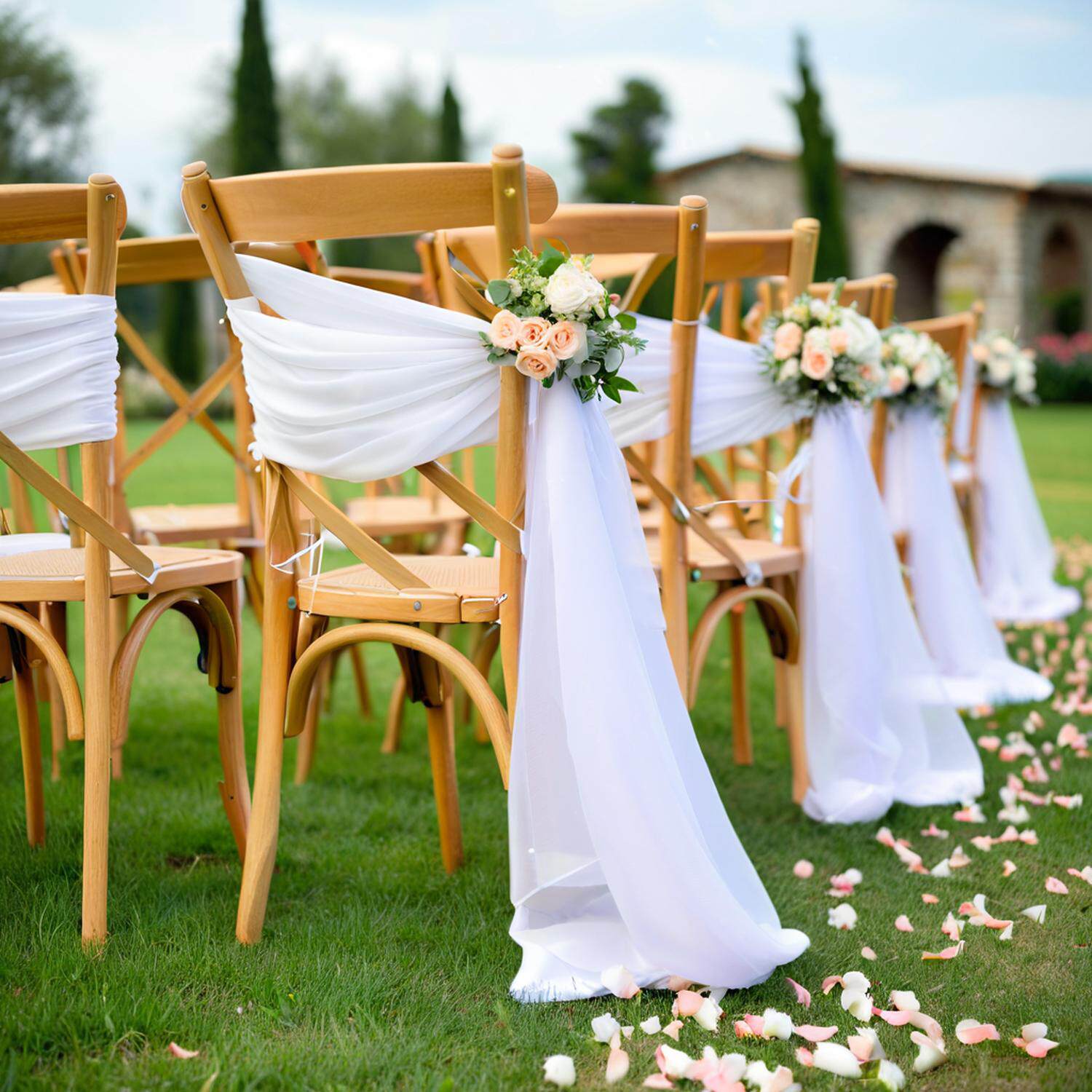 婚礼纱幔白纱户外氛围纱幔现场背景装饰布置派对结婚纱布婚庆拱门