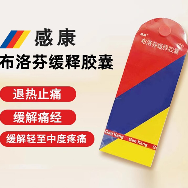 感康 布洛芬缓释胶囊12粒流感感冒发热头痛关节痛牙痛神经痛经