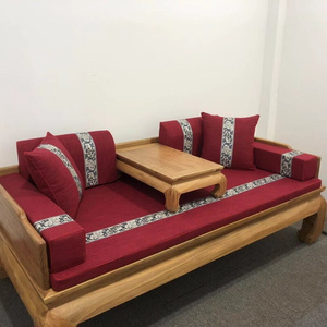 罗汉床垫子五件套 红木沙发坐垫中式 可拆洗布艺实木沙发垫套定
