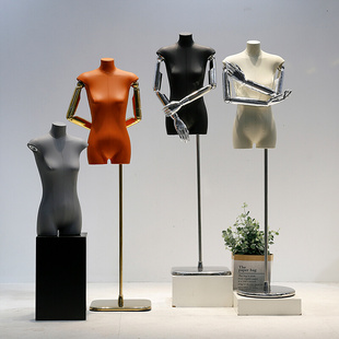 韩版 PU皮革扁身模特道具女装 服装 店半身平胸橱窗人体展示架全身