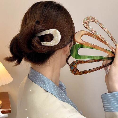 Trendy U-Shaped Acetic Acid Hairpin Girls Hair Fork Hair Cli