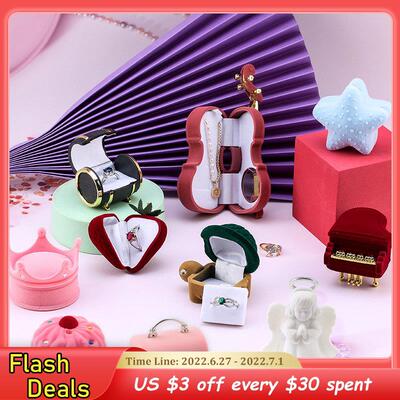 One Piece Velvet Jewelry Box Gift Box Container Wedding Ring