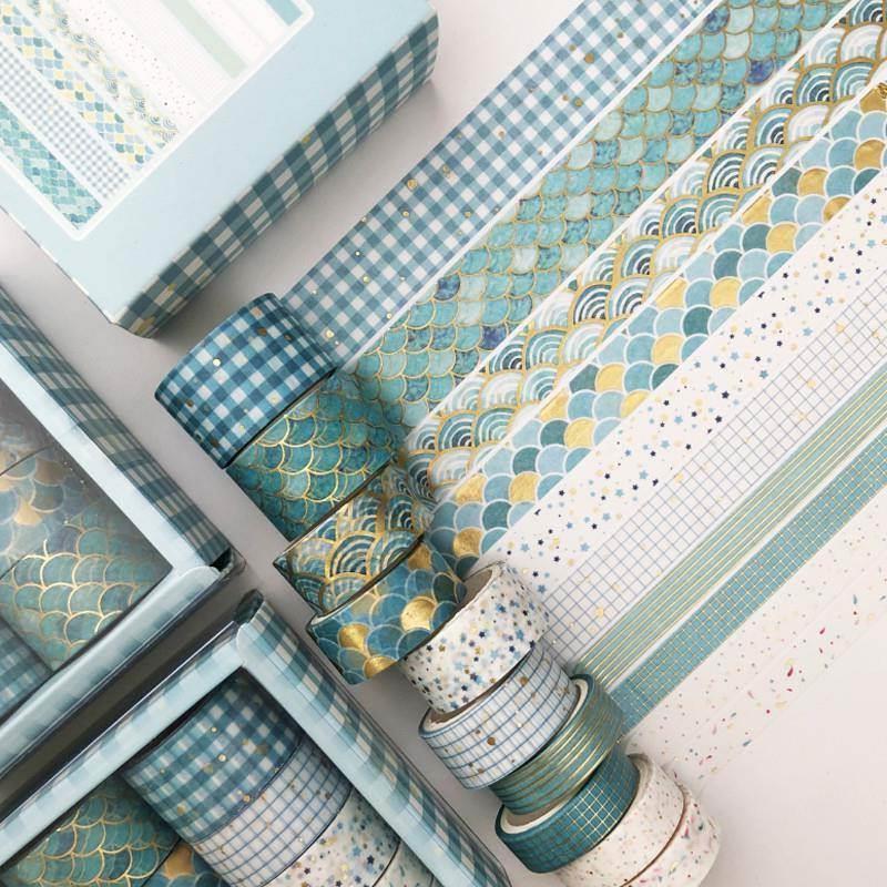 18Pcs/Set Gold Foil Washi Tape Cute Plant Flower Masking Tap