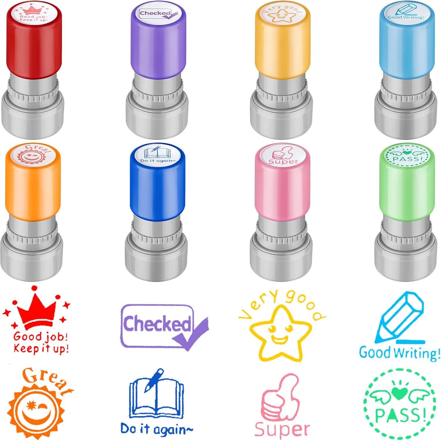 8Pc teacher kids stamp Self Inking Stamps Grading Motivation