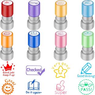 8Pc teacher kids stamp Self Inking Stamps Grading Motivation